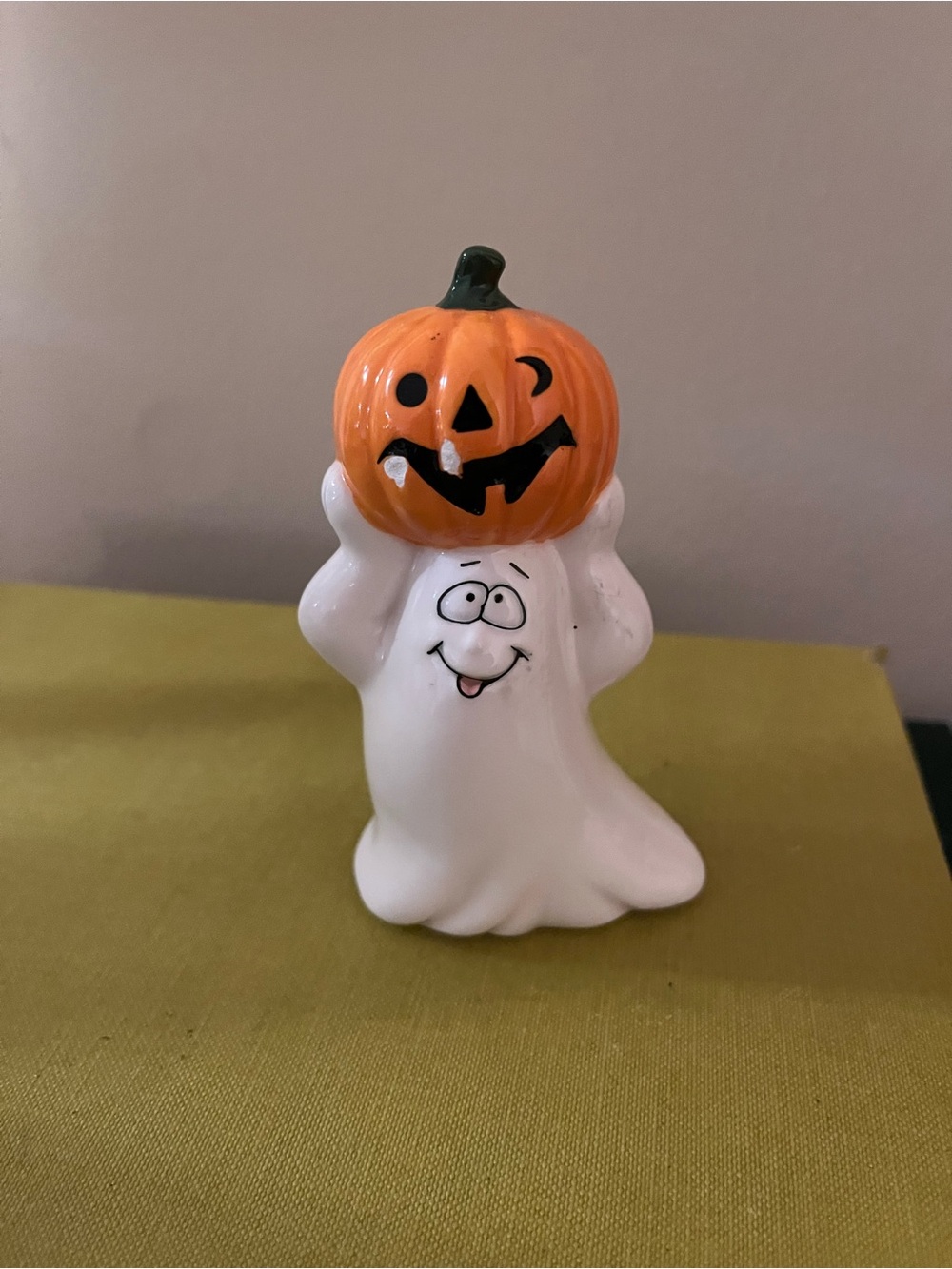 Ceramic Halloween Ghost with Pumpkin Head